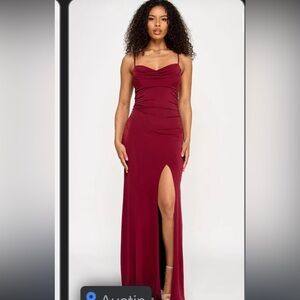 Emerald Sundae Burgundy Spaghetti-Strap Maxi Dress